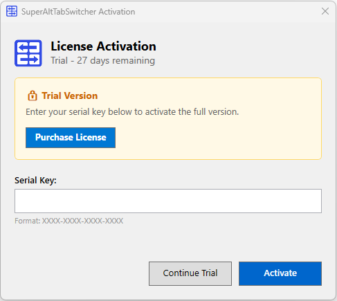 SuperAltTabSwitcher activation window