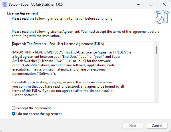 SuperAltTabSwitcher installation wizard