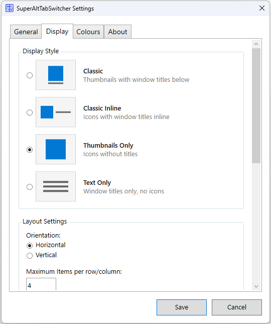 Super Alt Tab Switcher Settings Page 2