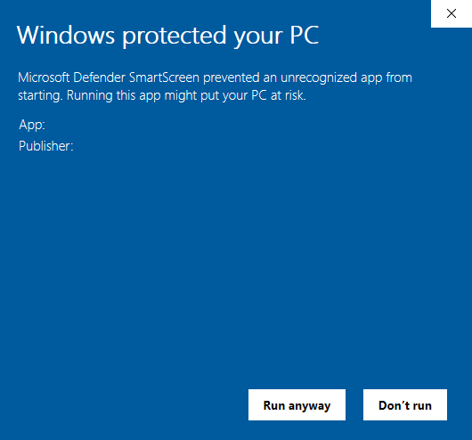 Windows smart screen wizard